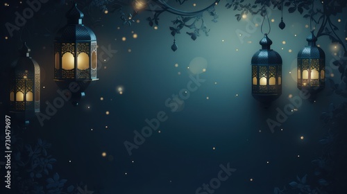 Candle lantern decoration, Islamic holiday Ramadan Kareem ornament wallpaper background.   © Muamanah