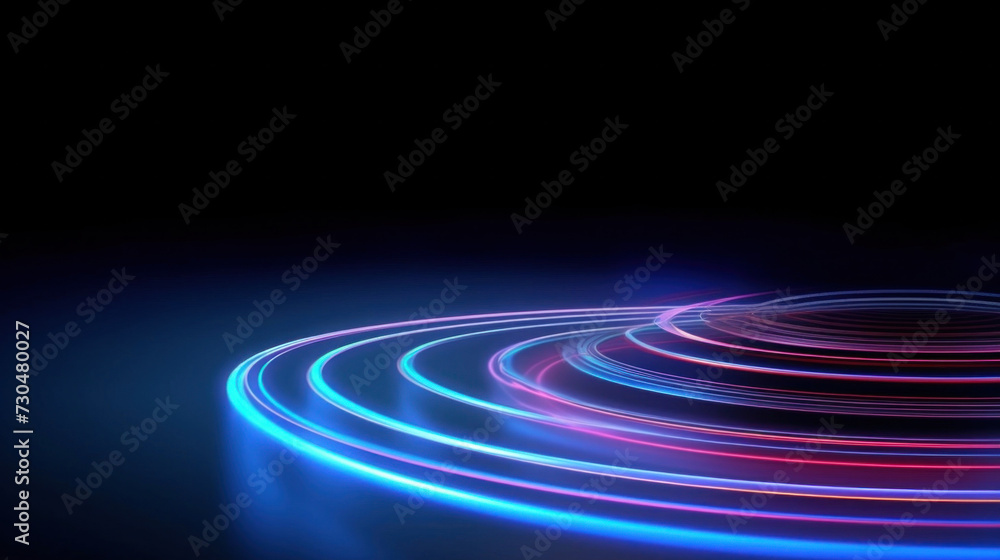 Dynamic glowing blue and purple  energy lines on a dark background, wallpaper, screensaver, desktop background