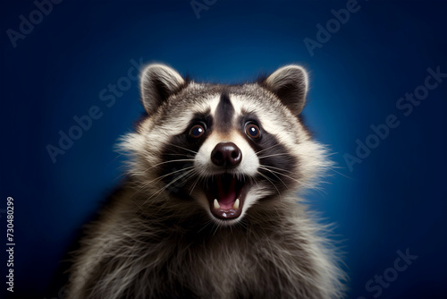 Surprised Raccoon with Blue Background © Neon Butter
