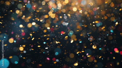 Sophisticated black background highlighting the bokeh-style confetti generative ai
