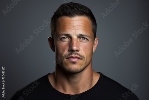 Portrait of a handsome young man over grey background. Men's beauty, fashion.