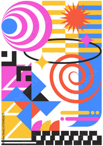 Abstract colorful multivers poster with geometric concept 