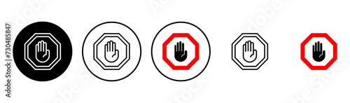 Stop icon set. stop road sign. hand stop icon vector photo
