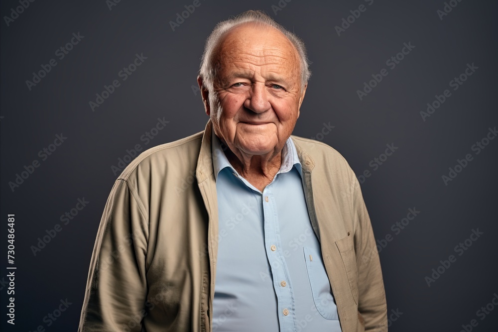 Portrait of an old man in a shirt on a dark background Portrait of an old man in a shirt on a dark background