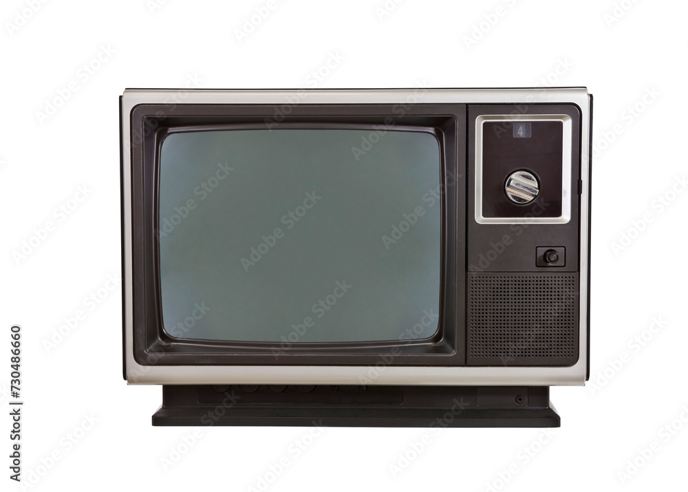 Vintage television from the 1970s with cut out background.
