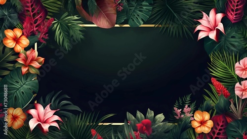 tropical foliage design frame background for nature style