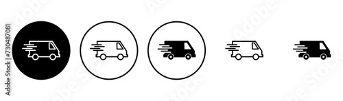 Fast shipping delivery truck icon set. Delivery truck icon. fast delivery icon