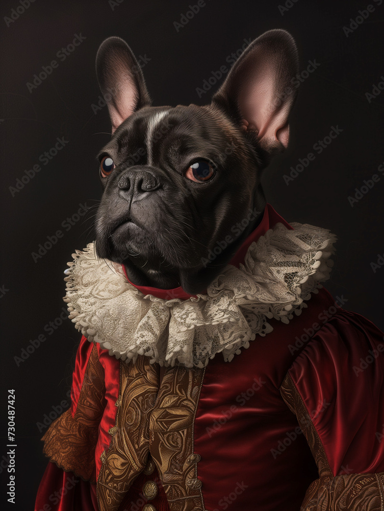 Regal French Bulldog Dressed in Renaissance Clothing