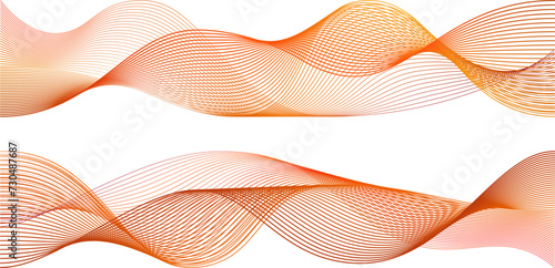 Red line energy waves, abstract fractal on white background. Vector curves flow pattern design. Wavy colored smoke light element as dynamic technology element layout.