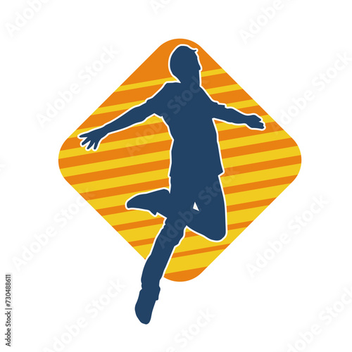 Silhouette of a male dancer in performing pose. Silhouette of a dancing man.

