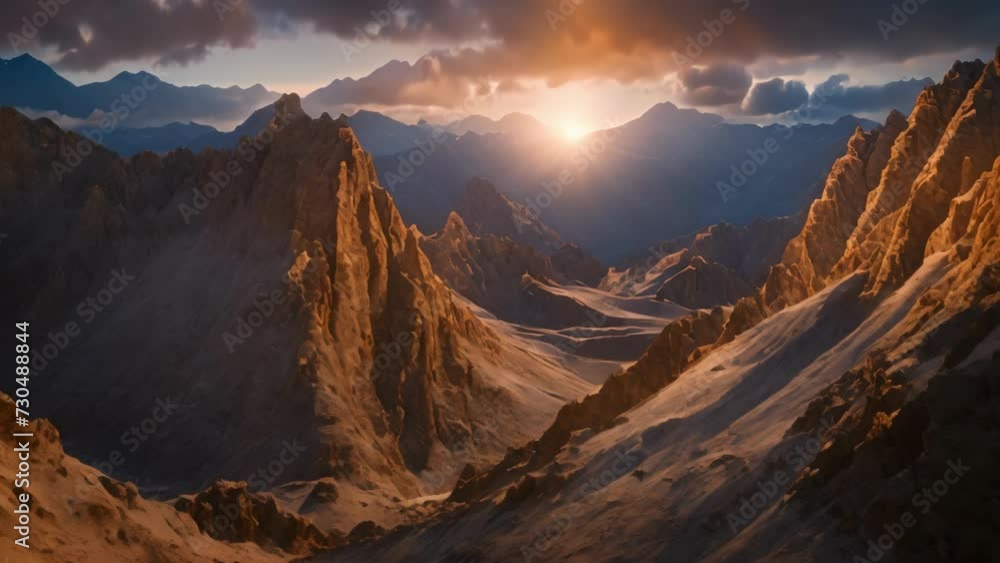 Sun Setting Over Majestic Mountain Range Sun Setting Over Majestic Mountain Range