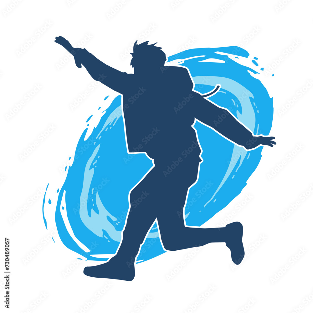 Silhouette of a female dancer in action pose. Silhouette of a slim woman in dancing pose. Silhouette of a female dancer in action pose. Silhouette of a slim woman in dancing pose.