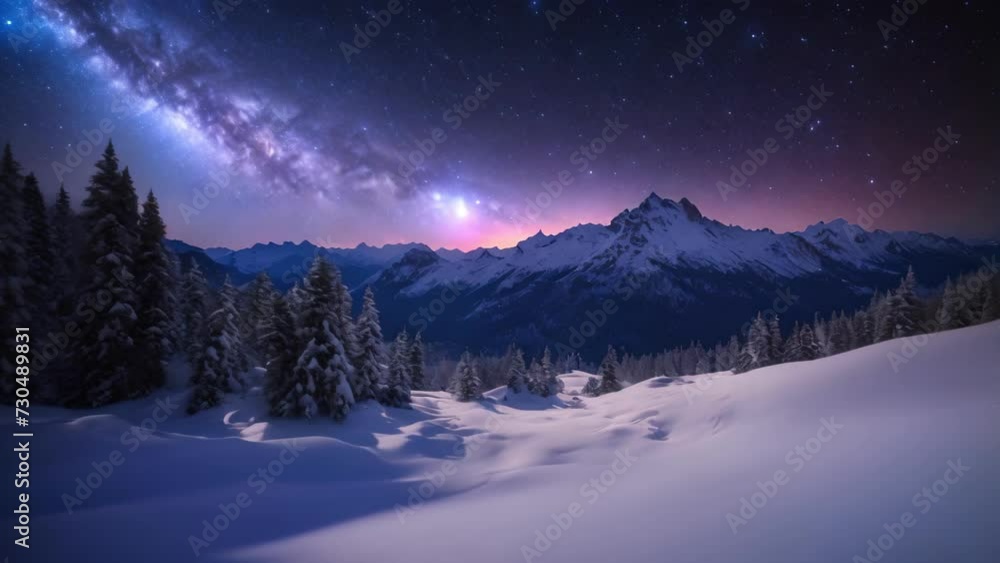 Stars Above Snowy Mountain: A Night Sky in Majestic Splendor Stars Above Snowy Mountain: A Night Sky in Majestic Splendor