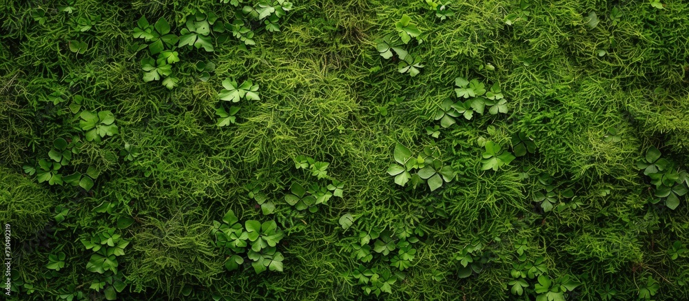 Top view green moss nature texture background. AI generated image Top view green moss nature texture background. AI generated image