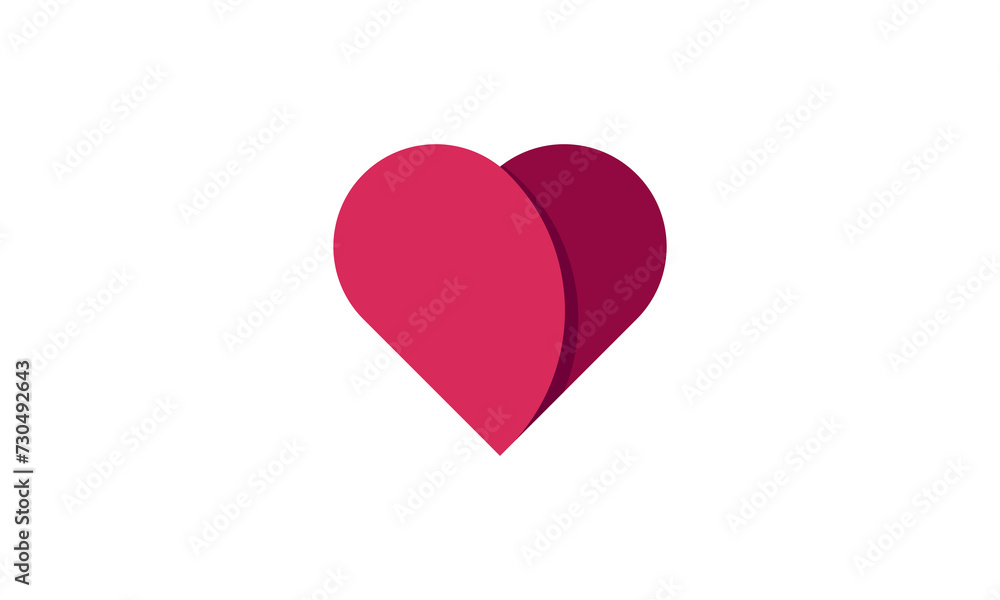 Red heart love logo isolated on white background
