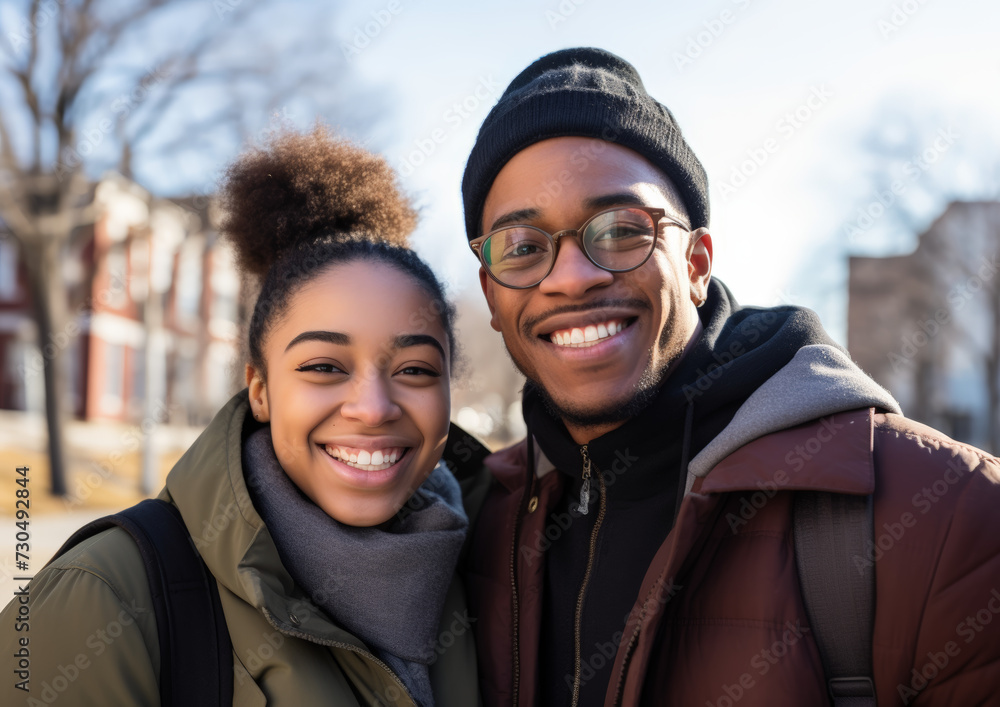 couple in winter,  people of color