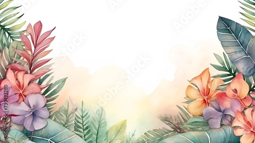 nature background foliage with watercolor style