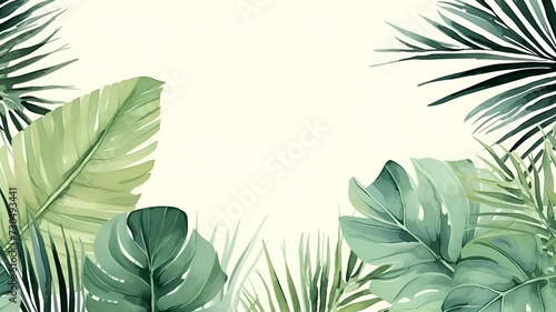 nature background foliage with watercolor style