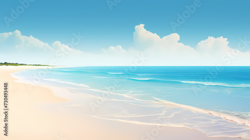Aerial view of beautiful beach, simple, calm composition in clear blue © jiejie