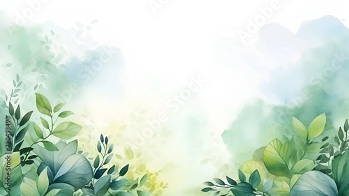 nature background foliage with watercolor style