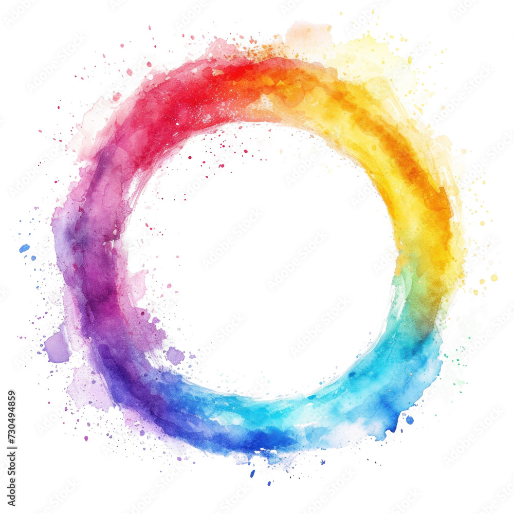 Watercolor Rainbow Circle png file of isolated cutout object with shadow on transparent background. Watercolor Rainbow Circle png file of isolated cutout object with shadow on transparent background.