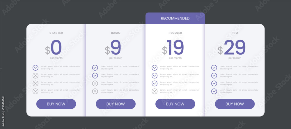 Membership plans price list for ui web banner Membership plans price list for ui web banner