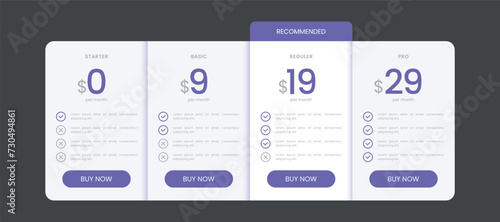 Membership plans price list for ui web banner