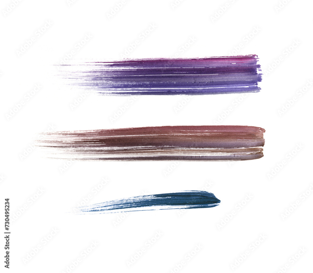 Fototapeta premium Set of abstract painted multicolored brush strokes on paper.