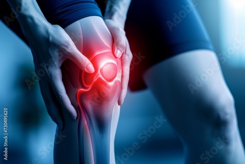 Person holding a sore knee during sports activity