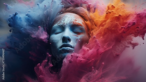 Human head is made by colorful powder © Michael