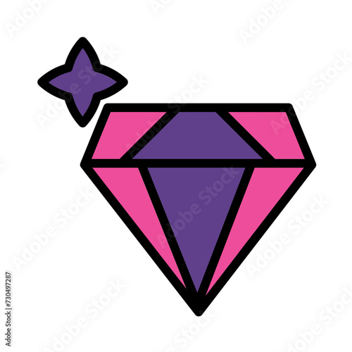 Diamond Jewel Gem Filled Outline Icon