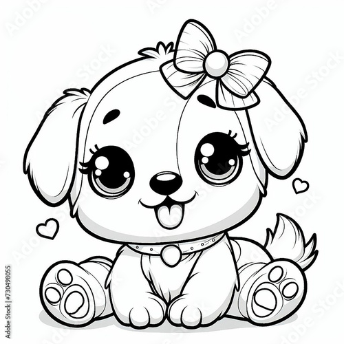 Coloring Book For Kids, cute puppy