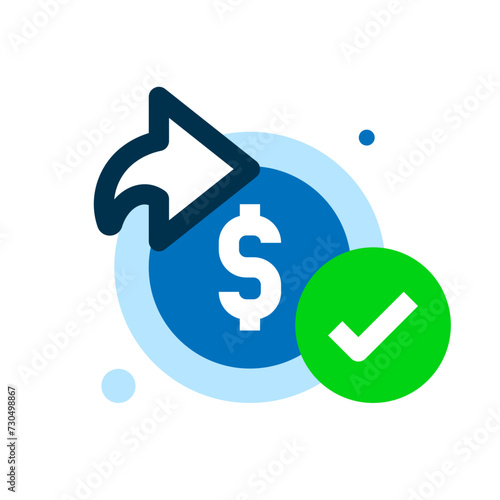payment successful, money has been transferred concept illustration flat design vector. modern graphic element for landing page ui, infographic, icon