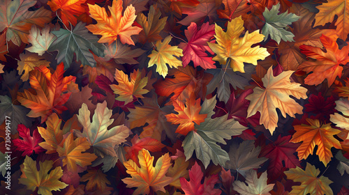 Colorful fall leaves wallpaper - AI generative.