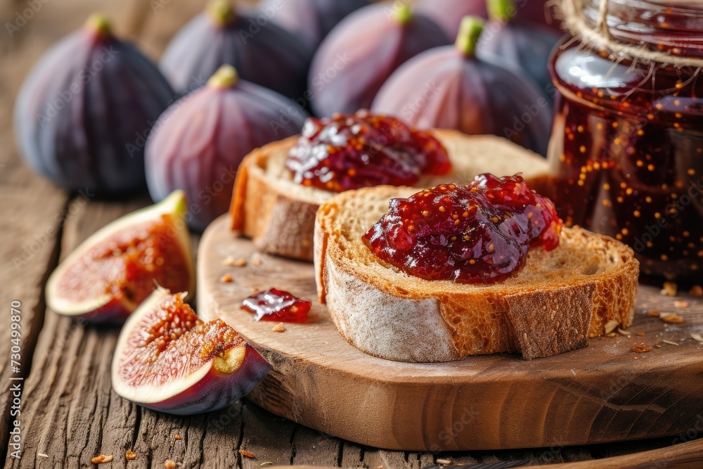 Fig jam on table Fig jam on table