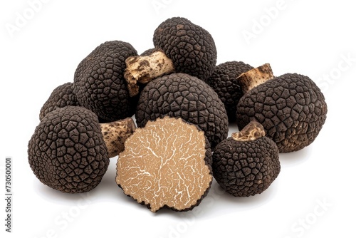 White background with black truffles