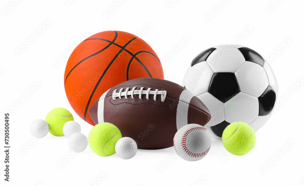 Many different sport balls isolated on white Many different sport balls isolated on white