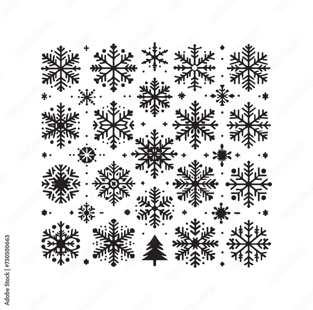 set minimal Snowflakes vector snow vector icon silhouette vector illustration set minimal Snowflakes vector snow vector icon silhouette vector illustration