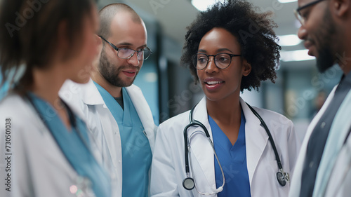 Doctors talking about a case in hospital