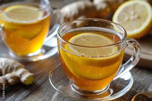 Health tea with lemon, honey and ginger