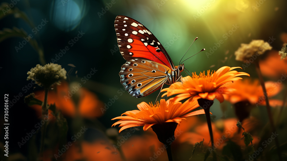 Butterfly and flowers Butterfly and flowers
