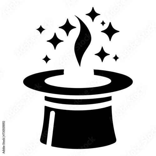 minimal Retro magician Hat icon, clipart, symbol, black color silhouette