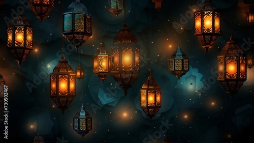 ramadan ornament lamp pattern background design