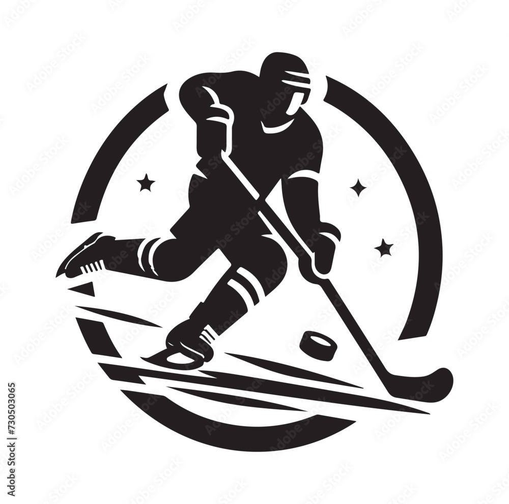 Ταπετσαρία ice hockey player silhouettes icon logo vector illustration