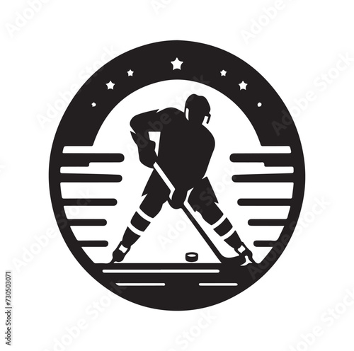 ice hockey player silhouettes icon logo vector illustration