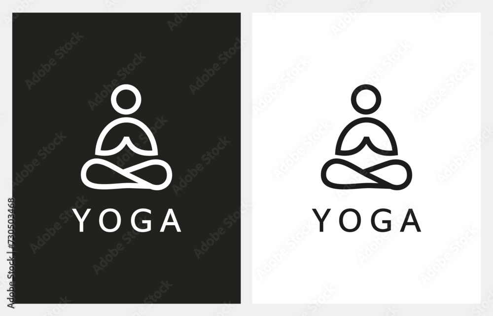 Fototapeta premium Yoga Sitting Line Art minimalist logo design vector icon 