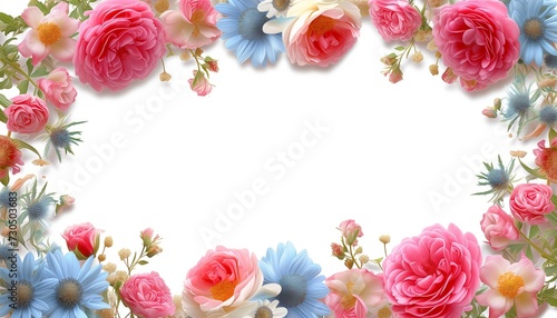Rose flower frame with empty space in the middle