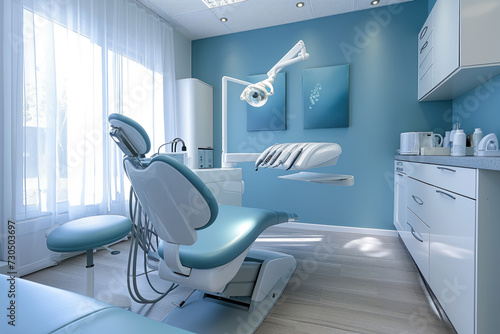 Modern dental clinic interior office with contemporary dentistry equipment AI Generative