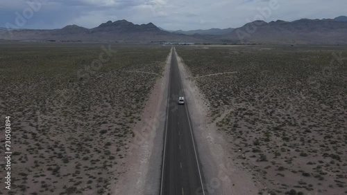 Van driving on country road in Las Vegas USA