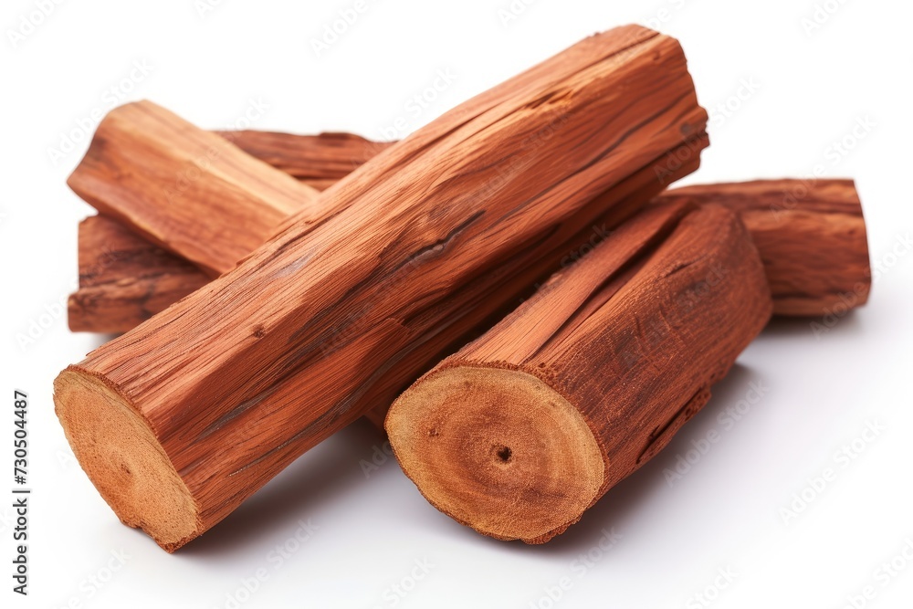 Close up of isolated sandalwood on white background Image